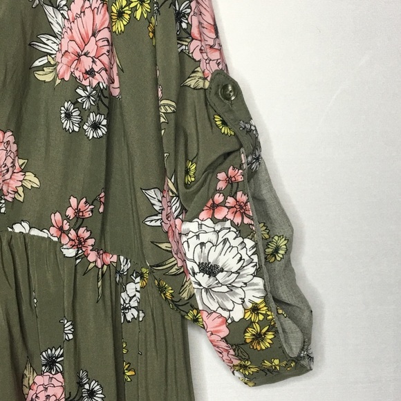 Plus Size Torrid 3X Olive Floral Babydoll Tunic - Picture 4 of 8